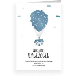 Umzugskarte: Luftballonhaus in Weiß