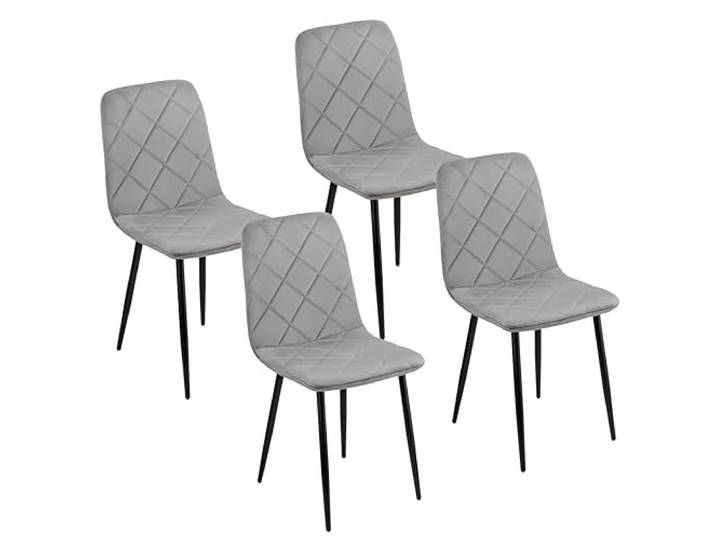 Baroni Home Set mit 4 modernen Stühlen mit Samtbezug und schwarzen Eisenbeinen, Sessel für Wohnzimmer, Schlafzimmer, Esszimmer, 52x44x85 cm, Grau