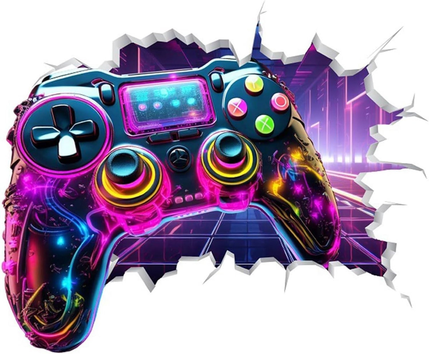 3D Gamer Wandstickers met Video Controller en Joystick voor Gamer Kamer Decoratie
