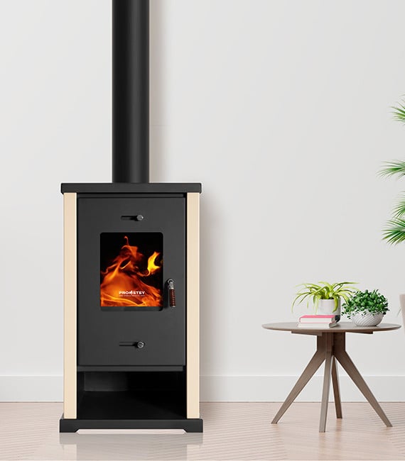 Prometey Mini Eco houtkachel, antraciet, 6.3 kW