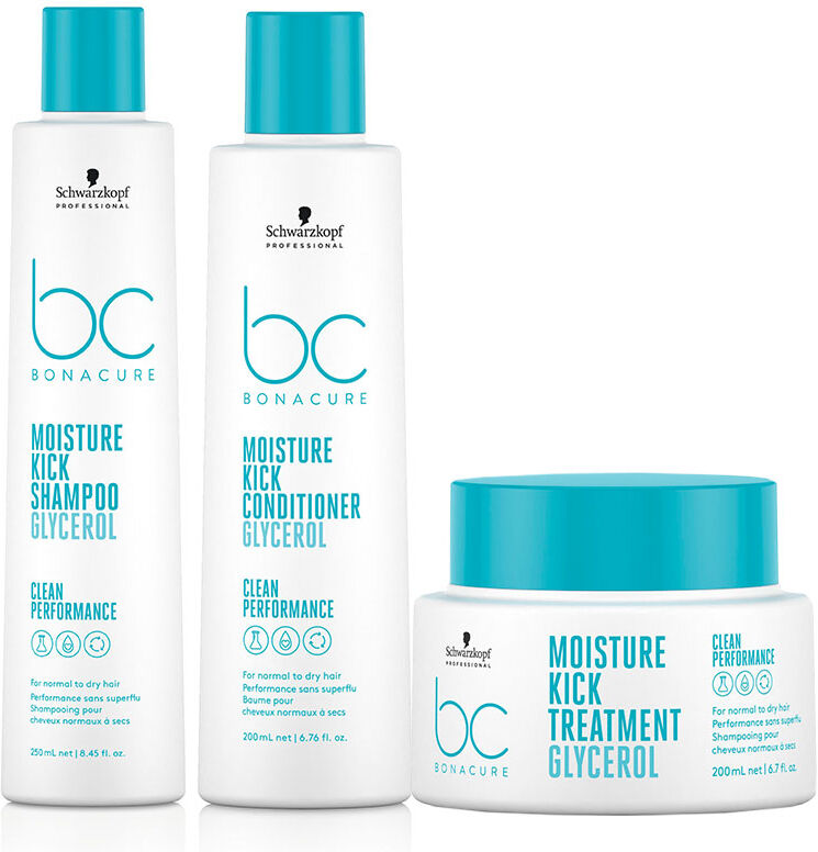 Schwarzkopf BC Clean Moisture Kick Shampoo 250ml, Conditioner 200ml an