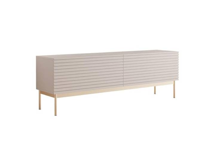 Selsey TV Lowboard 139 cm Elegantes Wohnzimmer TV Unterschrank Push-to-Open-Türen Moderne Kaschmirfront + LED Beleuchtung Goldene Beine Funktionales TV Cabinet mit Stauraum & Stil