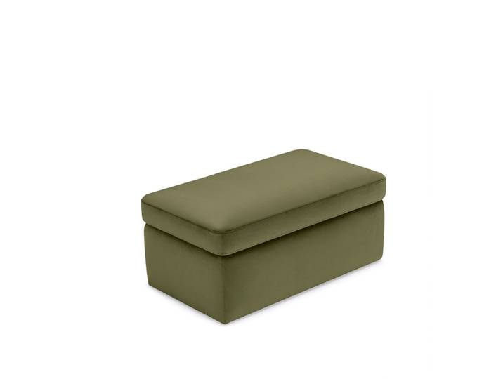 Pouf conteneur fabriqué en Italie en velours vert modèle 85x45 cm