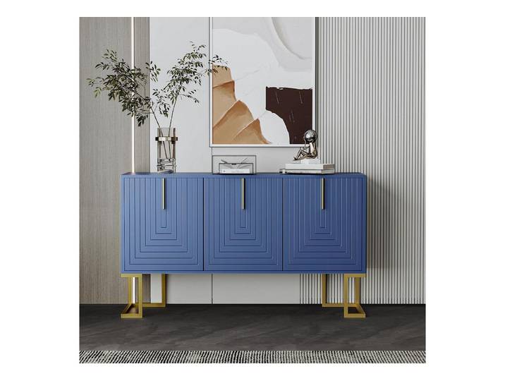 LuxusKollektion Sideboard Kommode 6 Schubladen Sideboard TVSchrank 138x80.5x40cm Marineblau (1 St)