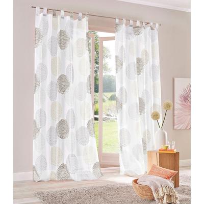 Gardine OTTO HOME "Belem, 1 Stück, Schlaufen, transparent" Gr. 5, grau (stein), B:140cm H:265cm, Voile, Polyester, Gardinen, Gardine, 1 oder 2 Schals, Vorhang, Fertiggardine, Kreise
