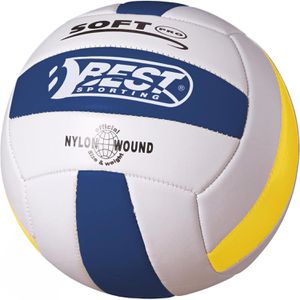 Best-Sporting Volleyball Soft Pro, 10138, Trainingsball, weiß/blau/gelb, 280 Gramm, Größe 5