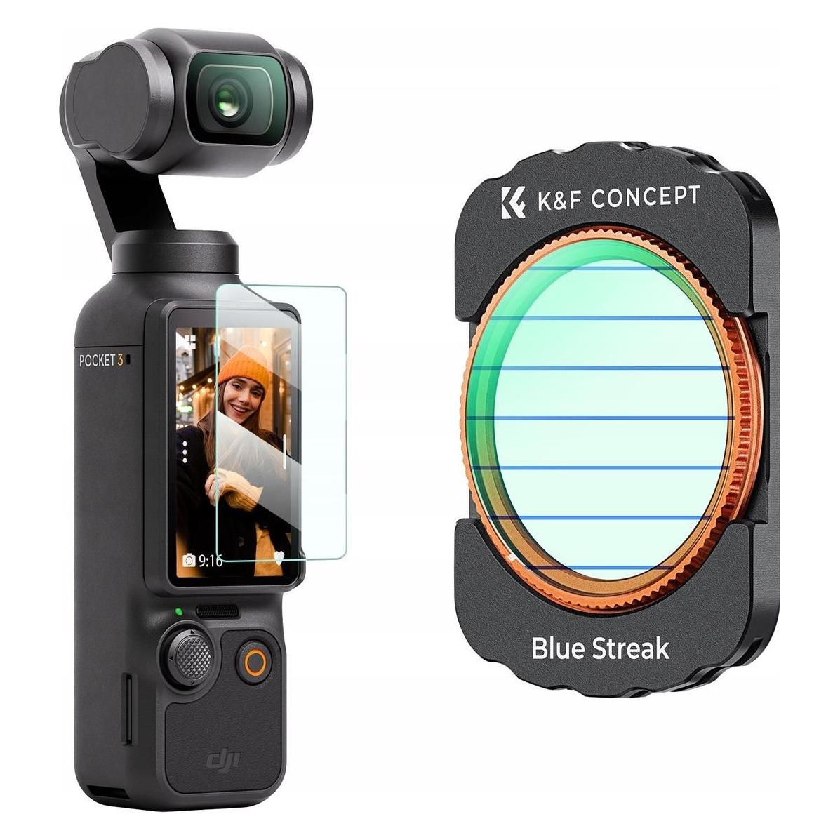 K&F Concept Blue Streak FilterHD, Anti-Reflection Green Coating, Waterproof and Scratch Resistant on One Side (KF01.2615)
