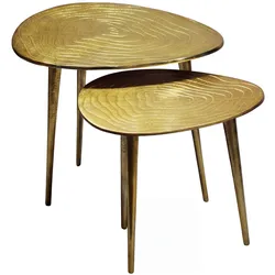 FineBuy, Couchtisch + Beistelltisch, Satztisch Gold 2er Set Couchtisch Aluminium Beistelltisch Wohnzimmertisch Alu (49 x 49 x 41 cm)