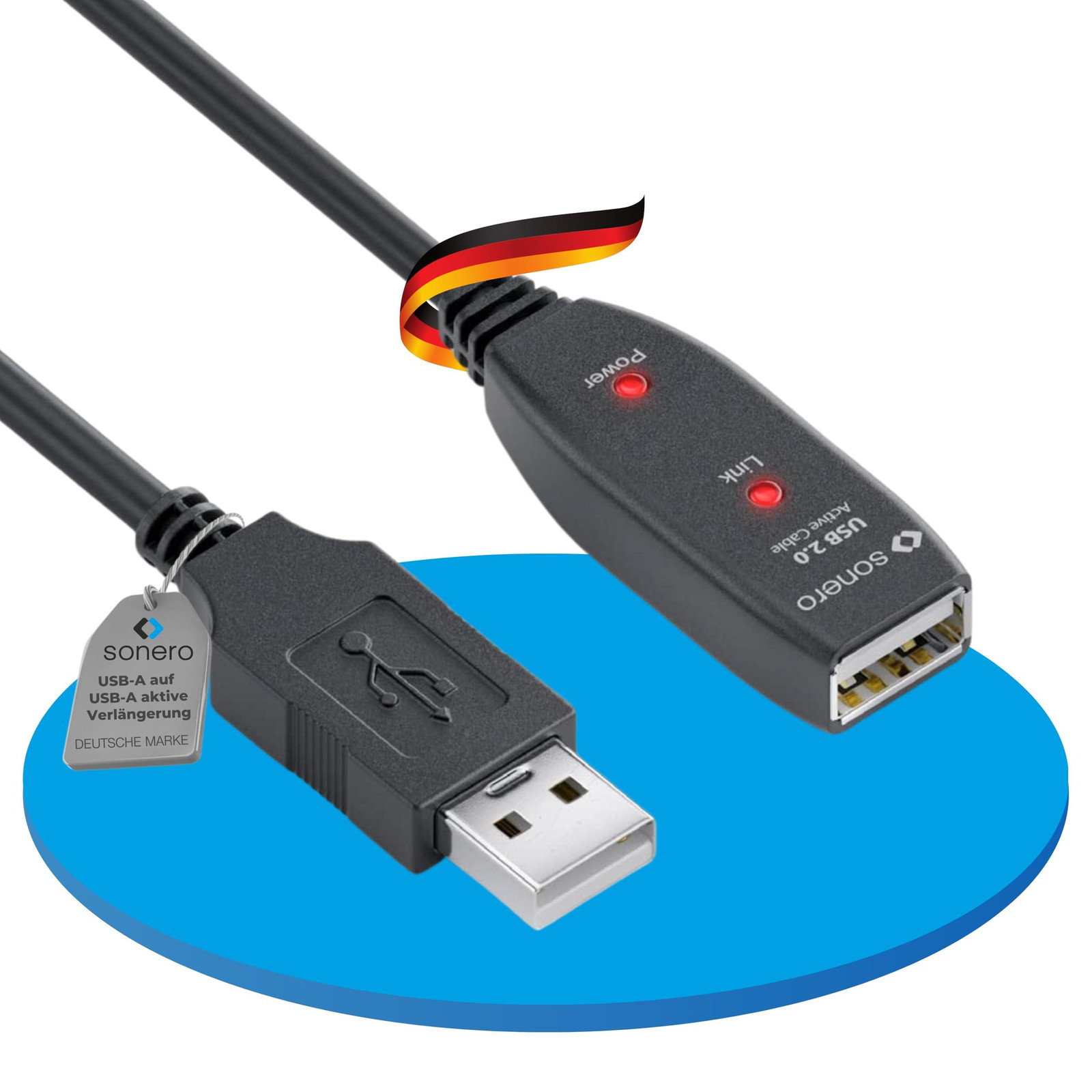 PureLink Sonero USB 2.0 actieve verlengkabel, Type A naar Type A, zwart