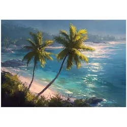 FOTOTAPETE Palmen Strand Blau 300x210 cm