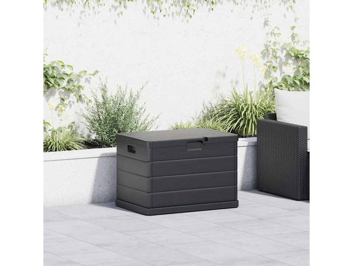 Boîte de rangement de jardin anthracite 77,5x54,5x53cm, boîte de rangement pour outils, rangement robuste et durable
