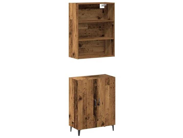 Fisinber Sideboard mit Wandschrank Altholz 2-teilig Holzwerkstoff 2-teiliges Set aus Beistellschrank und Hängeschrank in Altholz-Optik für Wohnzimmer und Flur.