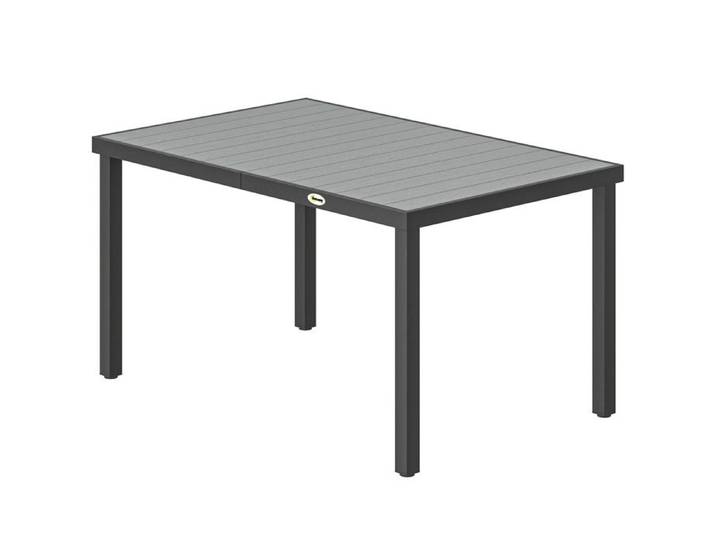 LIA Table de jardin pour 4 à 6 personnes table à manger extérieure avec plateau à lattes 140 x 90 x 74 cm gris