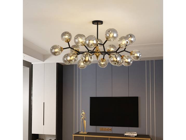 Nouveau Nordique lumière luxe salon lustre personnalité Simple chambre salle à manger lampe Net rouge magique haricot lustre E27