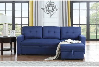 Modern Upholstered Sectional Sofa with Convertible Sleeper and Chaise by GDFStudio