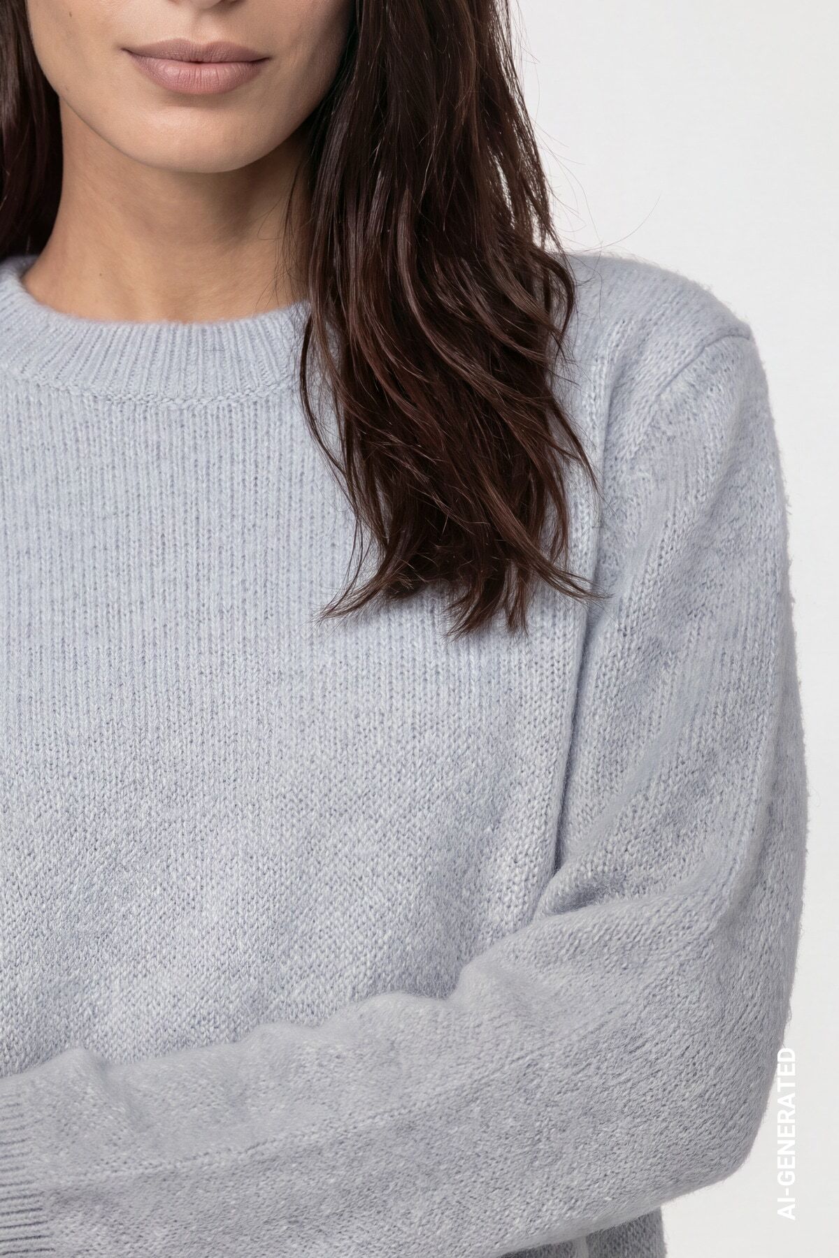 Strickpullover MONARI "Flausch Lurex", Damen, Gr. 34, grau (hellblau), Strick, Obermaterial: 55% Wolle, 23% metallisierte Fasern, 22% Polyamid, unifarben, regular fit taillenbedeckt, Rundhals, eingesetzt Rippstrickbündchen, Pullover Strickpullover, Regula