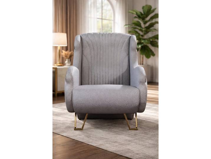 JVmoebel Relaxsessel Grauer Designer Sessel Wohnzimmer Textilsessel Edle Polstermöbel (1-St), Made in Europa