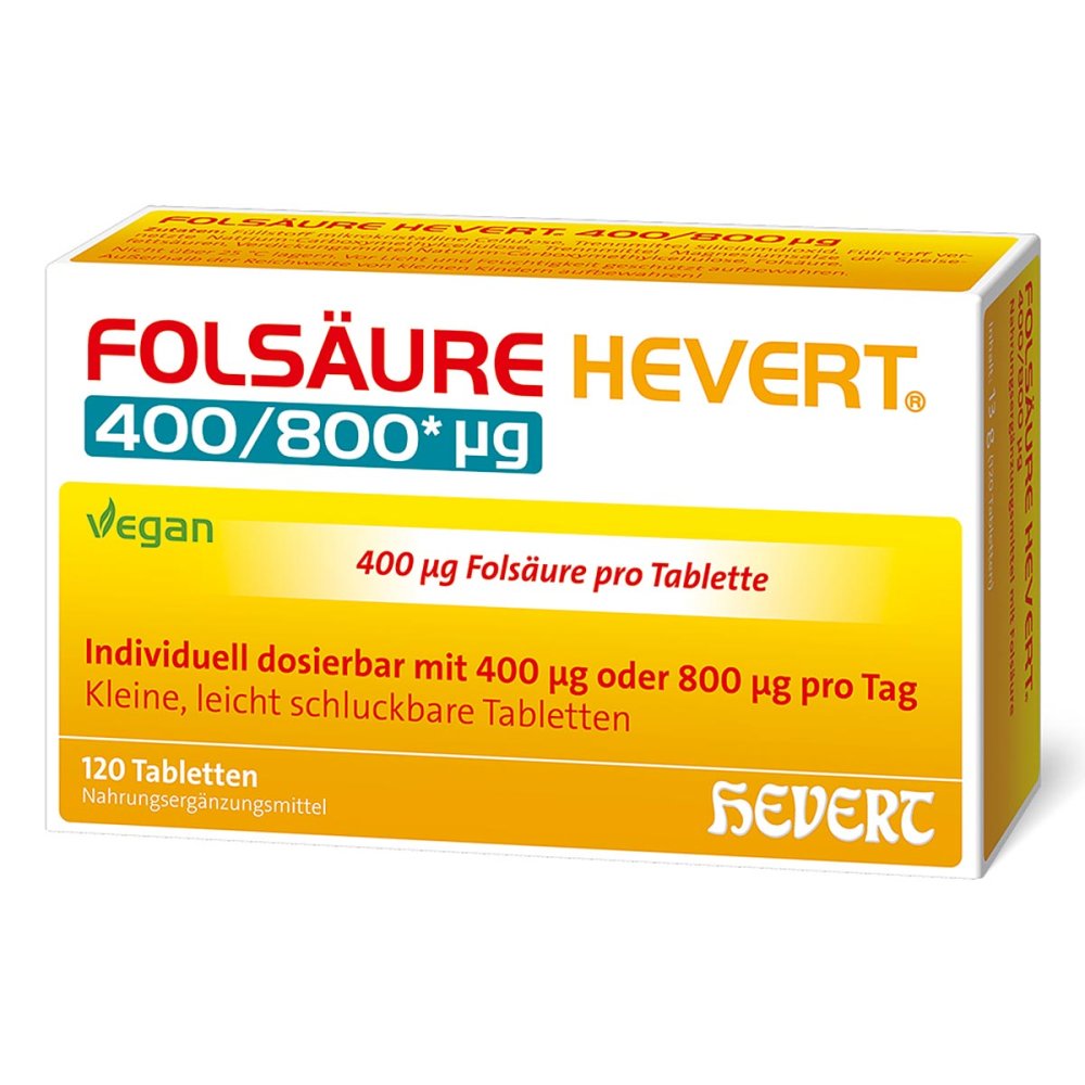 Hevert-Arzneimittel GmbH & Co. KG Folsäure Hevert 400/800 μg Tabletten 20584629