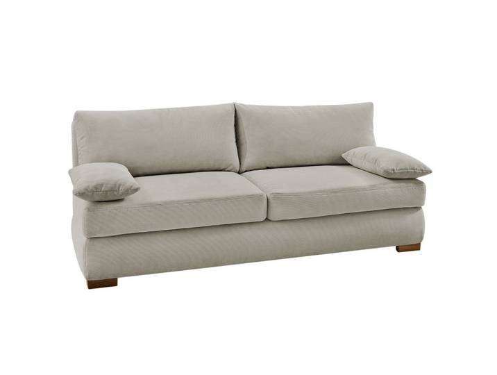 DAUER-SCHLAFSOFA Federkern Topper Bettkasten B201/T110/H88 cm, Liegefläche 160x200 cm, Feincord Beige / 15151
