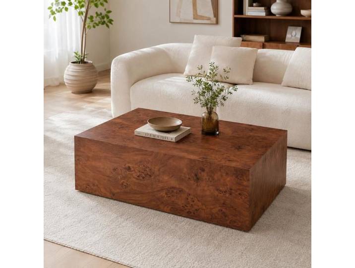 Table Basse Rectangulaire Table de Salon Moderne Effet Bois Dessous Muni de Pieds Antidérapants Table D'appoint 90x50x30cm Noyer