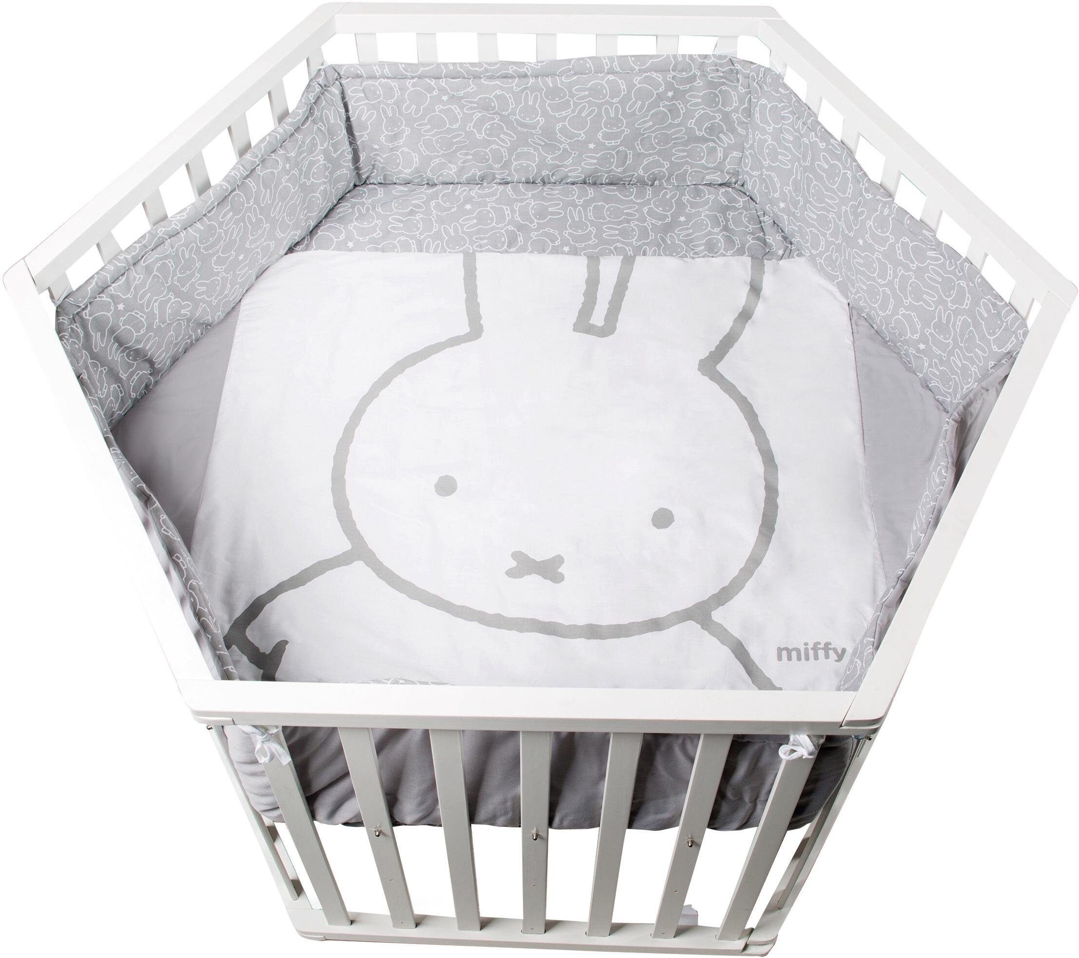 Laufgitter ROBA "miffy, weiß, 6-eckig", Baby, weiß, Laufställe Laufgitter, mit Stoffeinlage und Nestchen