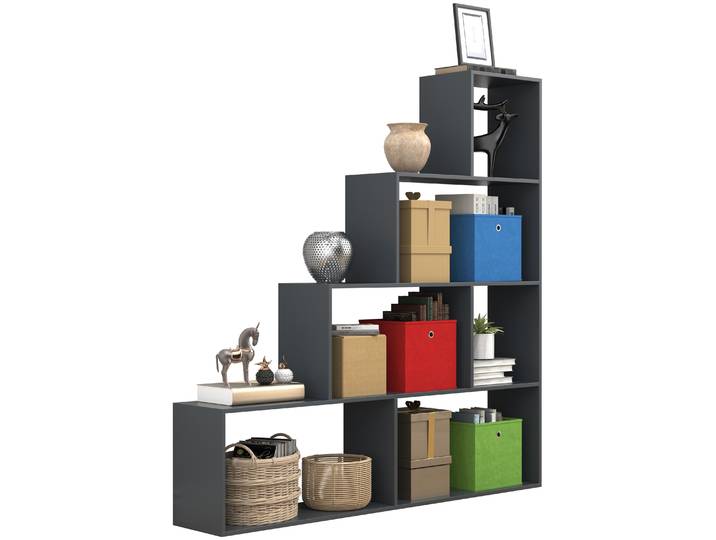 Standregal VCM Holz Regal Raumteiler Standregal Bücher Dubila L , schwarz (anthrazit), B:155cm T:29cm, Regale, Standregal