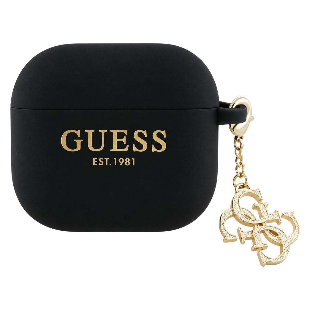 Guess Hülle für AirPods 4 Silikon 4G Charm Schwarz (Kopfhörer Hülle) (GUA4LECG4K)