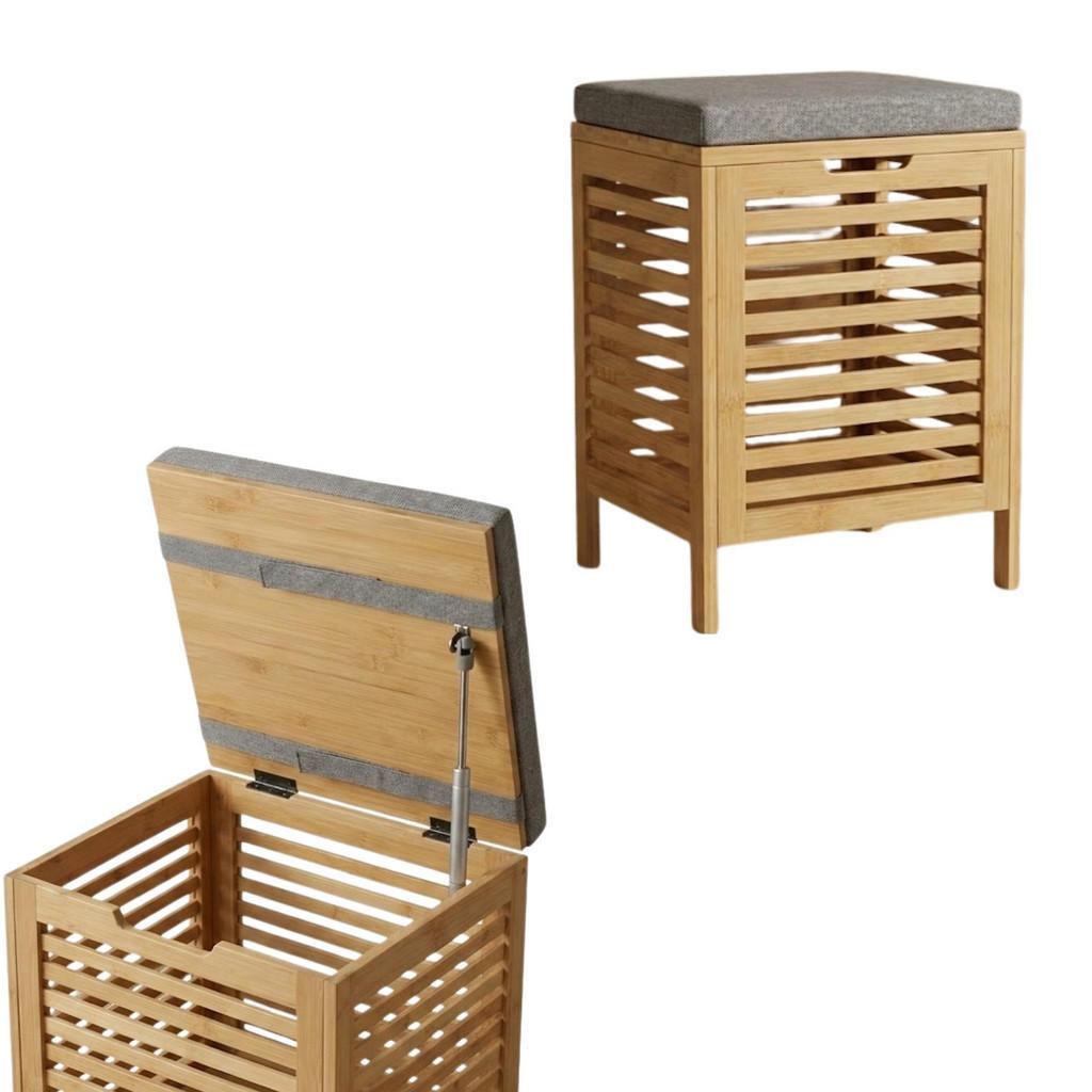Wäschekorb, Beige, Naturmaterialien, 35x53x35 cm, Ordnen & Aufbewahren, Wäschekörbe & Tonnen