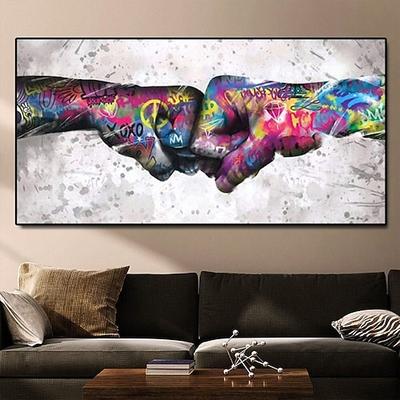Handgefertigtes Pop-Art-Ölgemälde, Street-Art-Gemälde, handgemalte Wandkunst, moderne abstrakte Street-Art-Gemälde, Heimdekoration, Dekor, gerollte Leinwand, kein Rahmen, ungedehnt