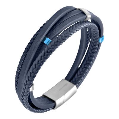 Armband ADELIA´S "Armband – Lederarmband aus Leder 19 cm", blau, Armbänder, Damen, 19cm, Leder, Armband, Zum Verschenken – ideal zum Jubiläum