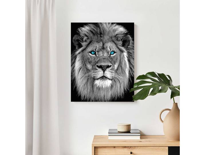 Wandbild Löwe Mit Blaue Augen 40 x 50 x 2cm