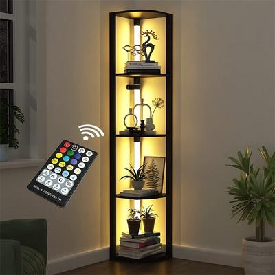 No "Modern Home Decor Stand Floor Lamps with Storage Shelves for Collectibles - 11.8""D x 11.8""W x 64.9""H"