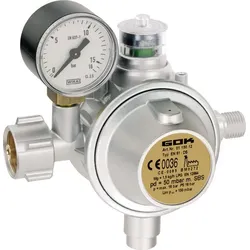 GOK Gewerbe Gasregler EN61-DS KLF x1/4"LH 1,5kg/h 50mBar SBS mit Manometer