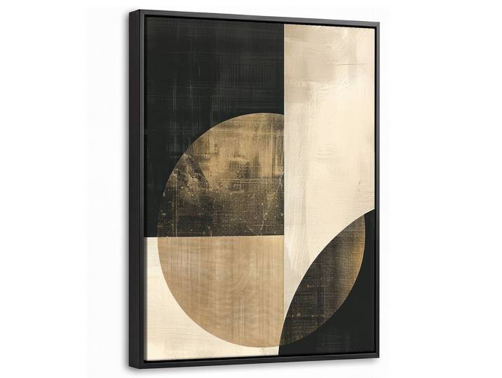 LEINWAND Bilder mit Rahmen - Abstrakt - Geometrische Formen - Schwarz - Gold - 30x40