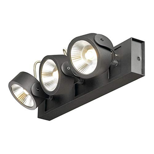 SLV Kalu richtbare led-opbouwarmatuur voor wand en plafond, 3-lichts, zwart, dimbaar, warm wit