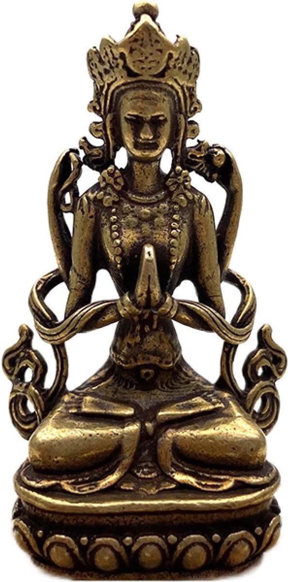 Handgemaakt Koperen Guanyin Buddha Beeldje voor op Tafeldecoratie