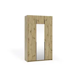 DREHTÜRENSCHRANK THALIA 148/250/58cm 3-türig mit Spiegel Eiche Artisan
