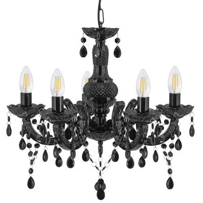 SEARCHLIGHT Pendelleuchte "Marie Therese 5Lt Leuchte - Glas & Acryl", schwarz, H: 45cm, 1 Stk., Leuchten, Pendelleuchte