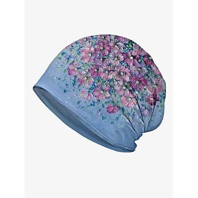 Leichte, atmungsaktive Beanie-Mütze für Damen – lässige Mütze mit Blumenmuster, weiche, elastische Kopfbedeckung, kann als Halstuch in der Freizeit, im Freien und bei Chemotherapie verwendet werden