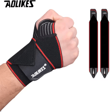 Inspire Picks AOLIKES Wrist Brace With Thumb Support Wrist Compression Straps For Weightlifting, Gymnastics, Fitness & Daily Activit red