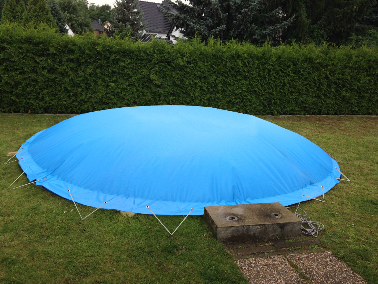 Aufblasbare Pool Abdeckplane für Pool rund 2,50 m blau AirCover Luftkissen Abdeckung