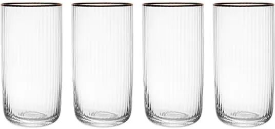 Mikasa Sorrento Ridged Crystal Set of 4 510ml Highball Glasses