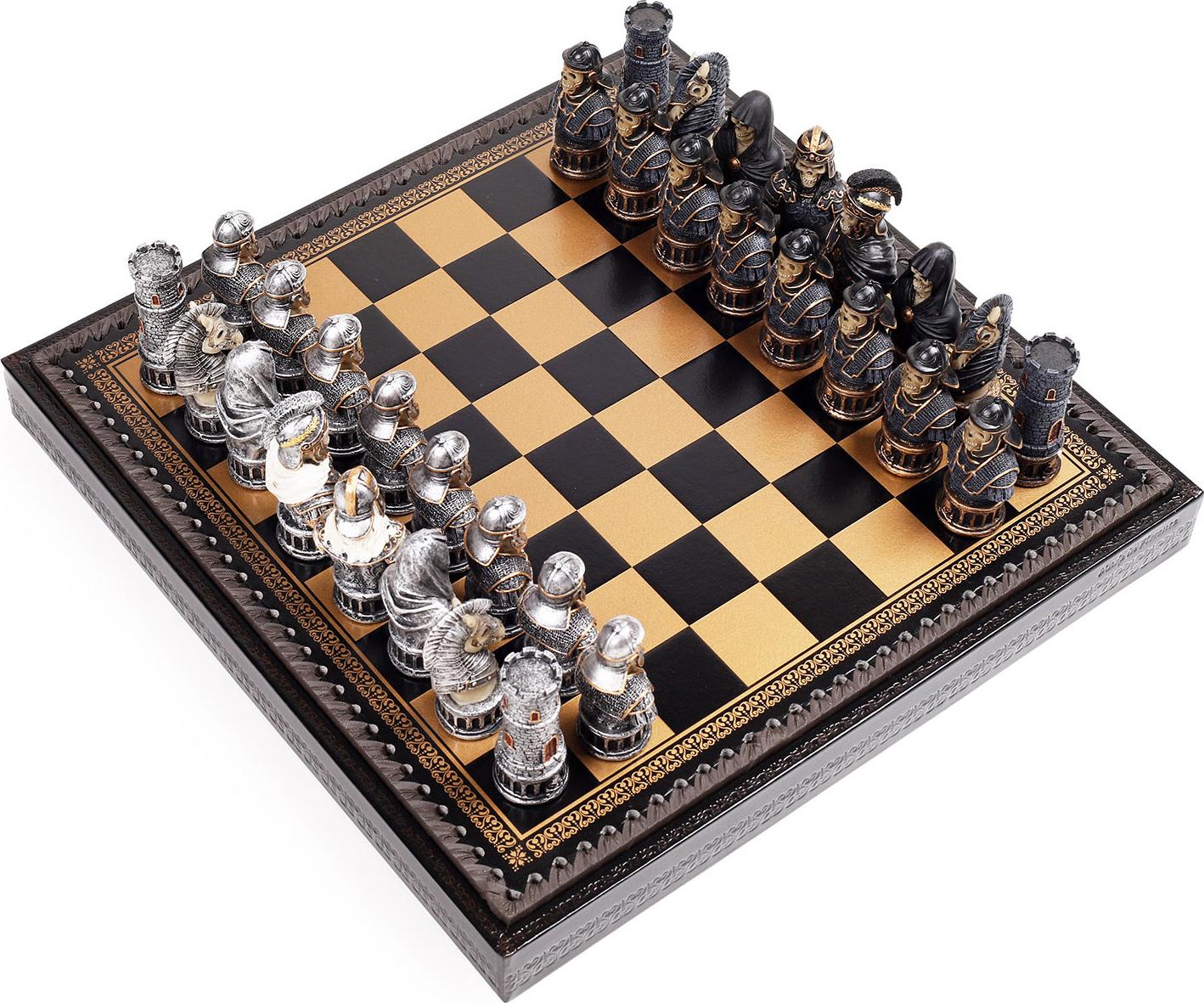 Exklusives 3-in-1 Italfama Set: Schach, Backgammon, Dame - Skeleton Busts Kollektion