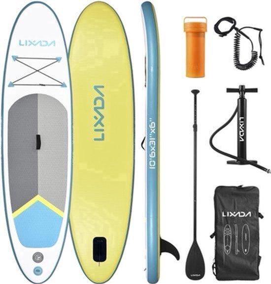 Aufblasbares SUP-Board, Blau - 6 Zoll Dicke - Abmessungen: 320x81x15 cm - Verstärktes PVC - Wassersport-Surfboard