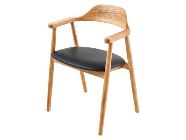 Riess Ambiente Stuhl Valhalla Wood - schwarz - Eichenholz Kunststoff Retro Armlehne, hoher Komfort, pflegeleicht, langlebig, stabil, Retro, Design