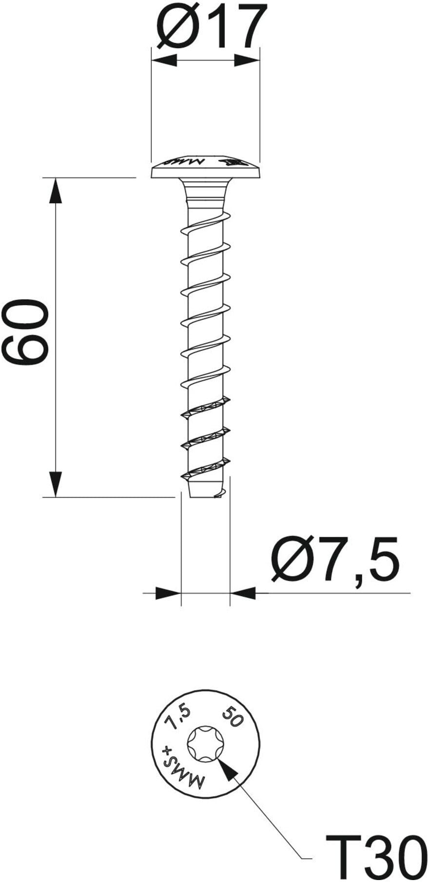 OBO Bettermann Montageschienenanker MMS+ MS 7.5x60mm Panhead (3498262)