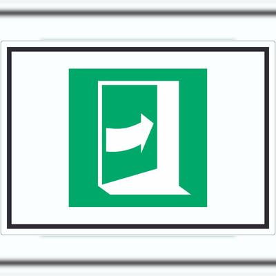 HB-Druck Tür öffnet durch Drücken auf der rechten Seite Symbol Aufkleber A8 (52x74mm)