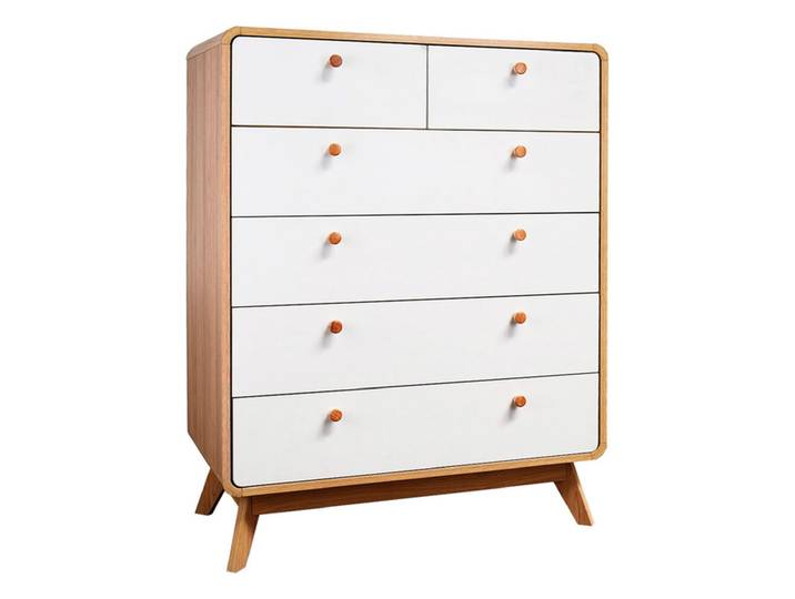 Kommode CASSIE 104 x 81 x 39 cm Modern Skandi Eiche Weiß/Braun