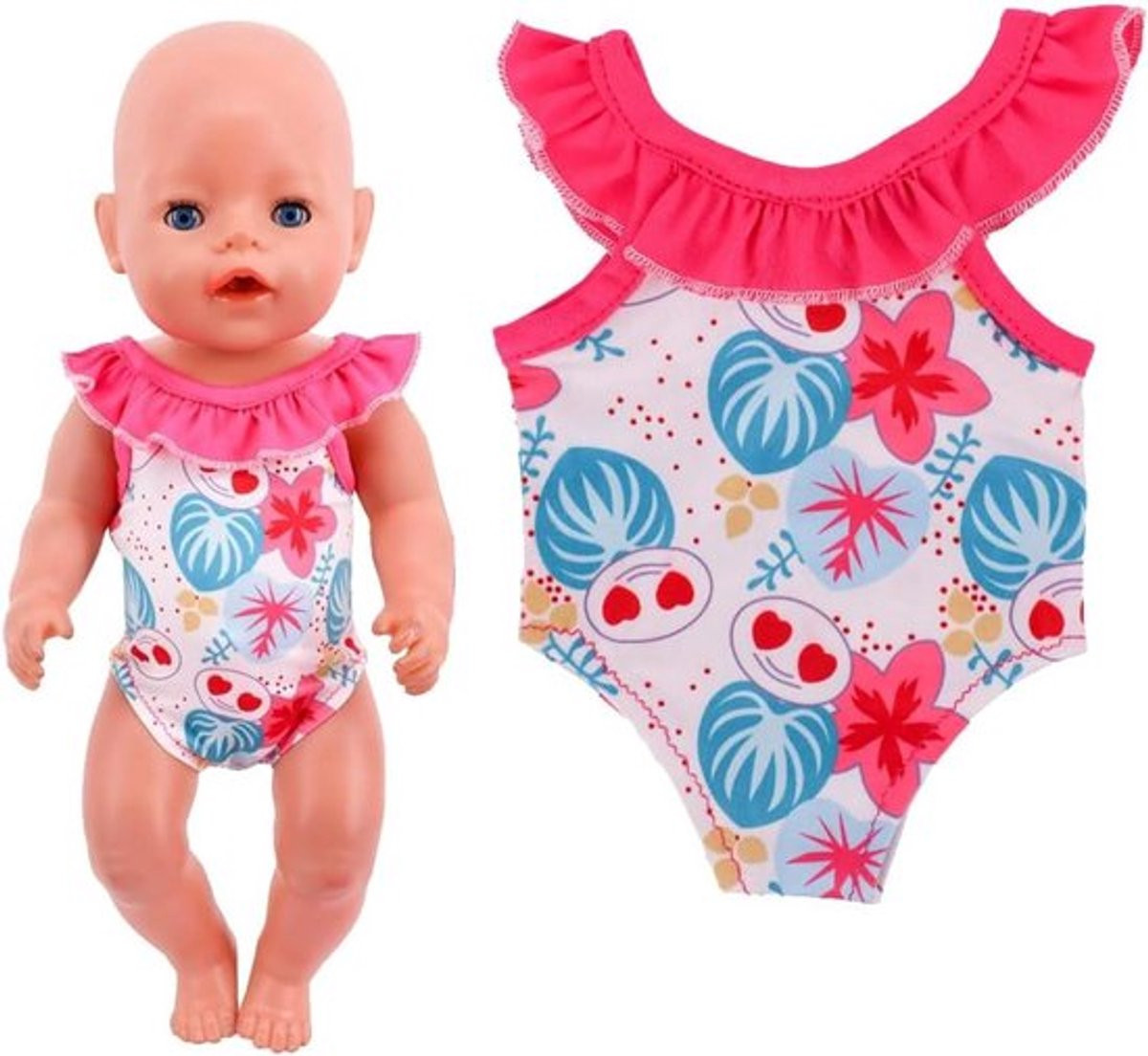 Multicolor badpak voor meisjes en accessoires voor Reborn poppen van 35-43 cm