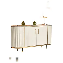 KAWOLA Sideboard MARIA Marmorplatte Kunstleder weiß